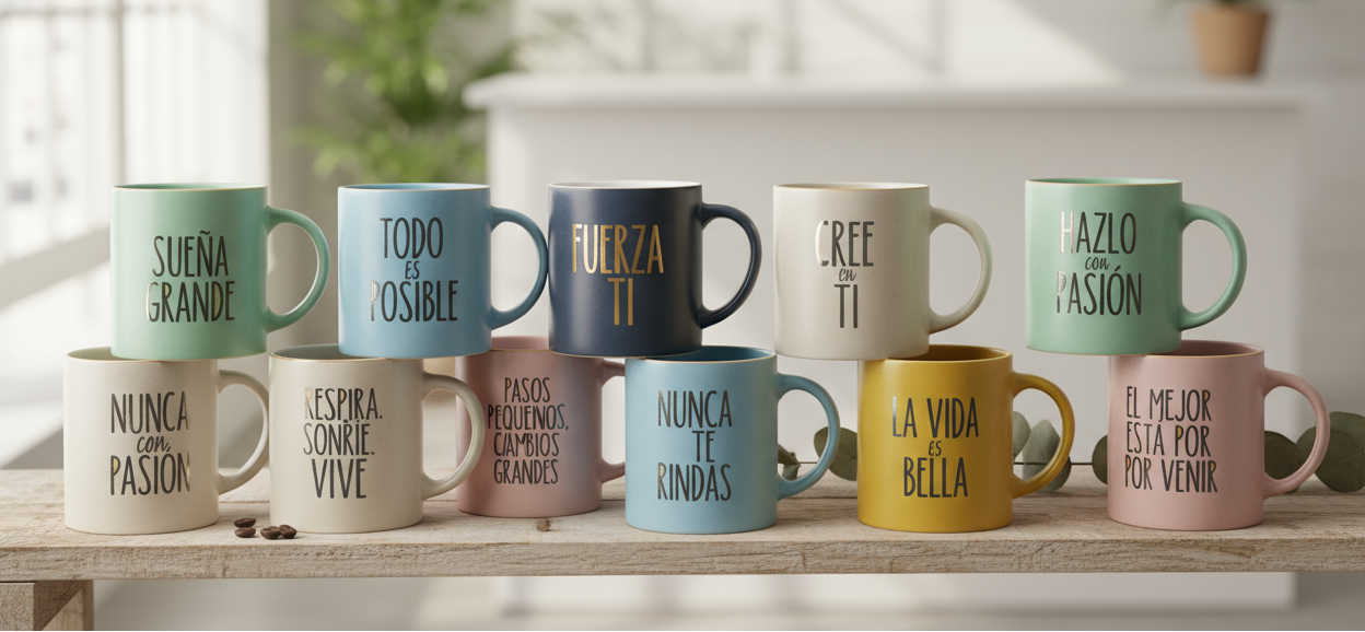 tazas con frases motivacionales